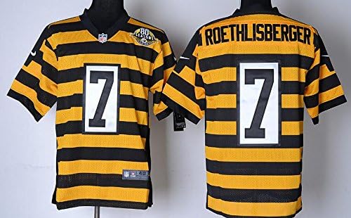 Dngohson Charm Men's BRoethlisberger_PS #7 Limited Yellow/Black Alternate 80TH Anniversary Throwback Jersey (Size 40)