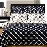 Navy and White Bloomingdale 8PC Egyptian Cotton Duvet with Sheet Set