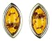 Silver Ladies Amber Teardrop Stud Earrings