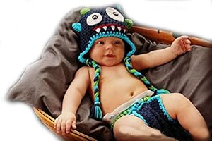 Jastore® Photography Prop Baby Infant Costume Cute Crochet Knitted Cap Hat Diaper