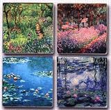 LAMPS BEAUTIFUL Monet Fine Art Glass Coasters Assorted Set--Excellent customer service--see our feedback.