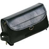 Falcon Leather Hanging Wash Bag, Black
