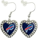 NFL Buffalo Bills Crystal Heart Earrings with Team Logo