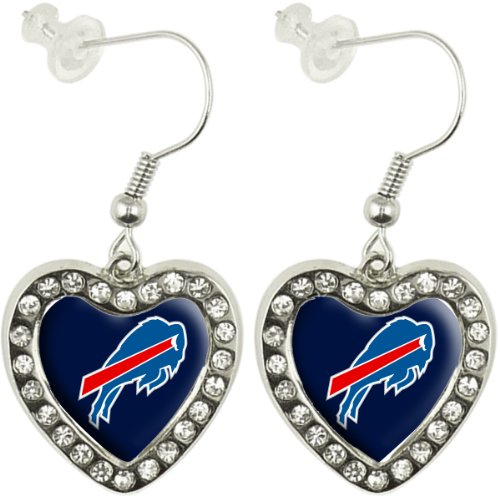 NFL Buffalo Bills Crystal Heart Earrings with Team Logo