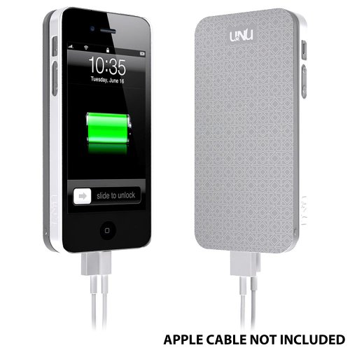 uNu Ecopak iPhone 5 Battery Case - Protective Snap-on Case and Detachable External Battery (Silver/White, 2500mah, Fits All Version of iPhone 5)
