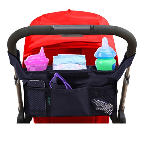#1 Best Quality Lebogner Luxury Stroller Organizer, Stroller Accessories, Universal Black Baby Diaper Stroller Bag, Stroller Cup Holder, Fits Most Strollers.