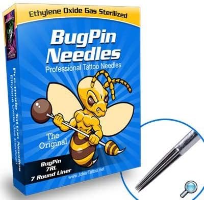 Joker Tattoo Bugpin Tattoo Needles 7 Round Liners Box of 50 by Joker Tattoo Supply