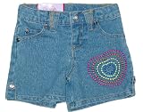 Toddler Girls' Denim Shorts with Adjustable waist and Rainbow Embroidery
