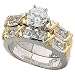 Two Tone Grooving Diamond Engagement Ring Set (Center Stone Is Not Included)