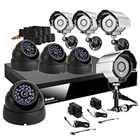 Zmodo 8CH H.264 DVR Security Surveillance CCTV Camera System With Advanced 4 Bullet 4 Dome Sony CCD Night Vision Camera 1TB Hard Drive