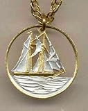 Cayman Islands 25 Cent Two Tone Coin Cut Out with 18 Chain