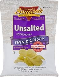 Michael Season's Thin & Crispy Unsalted Potato Chip, 8-Ounce Bags (Pack of 12)
