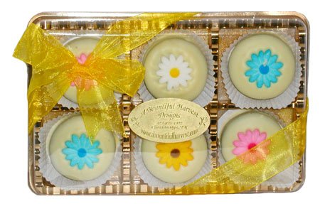 6 - pc Spring Blossoms Themed Belgian White Chocolate Covered Cream filled Chocolate... by A Bountiful Harvest