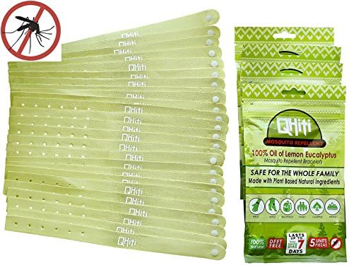 20 Band | QHiti Bug Repellent Bracelet - Oil of Lemon Eucalyptus OLE and Lavender Oil - All Natural and DEET Free - Practical and Easy to Use, Ideal for Outdoor!