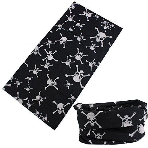 12-in-1 Headband [Skulls] - Versatile Lightweight Sports & Casual Headwear - Bandana, Neck Gaiter, Balaclava, Helmet Liner, Mask & More. Constructed with High Performance Moisture Wicking Microfiber