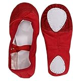 SODIAL(R) Girl's Ballet Flat Dance Shoes for Kids UK Size 11 - Red