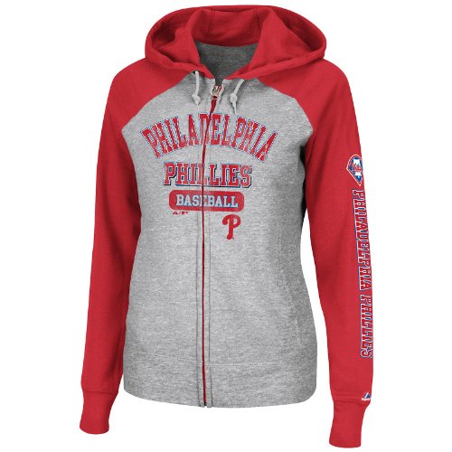 MLB Philadelphia Phillies Women's This Is My Team Full-Zip Hooded Fleece Jacket, Heather/Red/White, Medium at Amazon.com