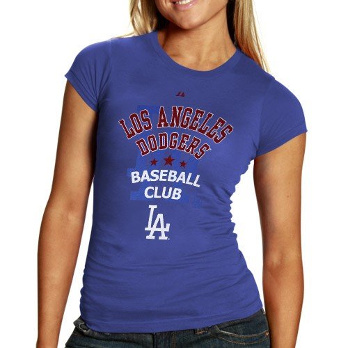Majestic L.A. Dodgers Ladies Royal Blue Heathered Club T-shirt (Small)