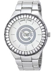 Game Time Womens MLB-WIN-CHI Winner Baguette Stone Bezel Analog Display Japanese Quartz Silver Watch