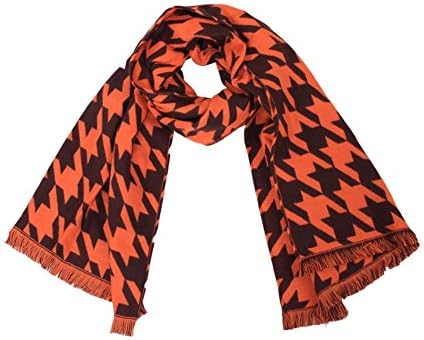 FashionHall Women's Houndstooth Knitted Infinity Scarf One Size Orange
