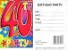 40th Birthday Party Invitations- Pkg of 8