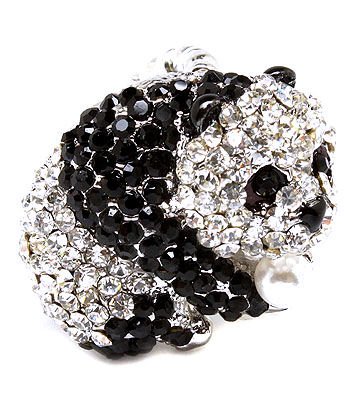 Fancy Chunky Black and Clear Crystal Panda Bear, 