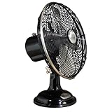 Hunter 90022 12 inch Oscillating Table Fan, Satin Black with Brushed Nickel