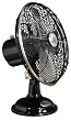 Hunter 90022 12-Inch Oscillating Table Fan, Satin Black with Brushed Nickel
