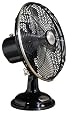 Hunter 90022 12-Inch Oscillating Table Fan, Satin Black with Brushed Nickel