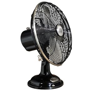 Hunter 90022 12-Inch Oscillating Table Fan, Satin Black with Brushed Nickel