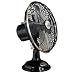 Hunter 90022 12-Inch Oscillating Table Fan, Satin Black with Brushed Nickel
