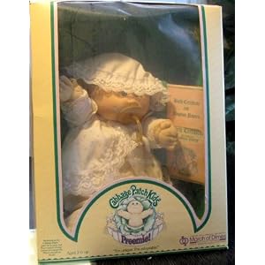 Cabbage Patch Kids 1985 Georgia Stacie Preemie Doll (in white lace dress) by