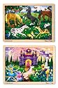 Melissa & Doug Deluxe Wooden 48- Piece Jigsaw Puzzle Bundle - Castle/Horses
