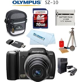 Olympus SZ-10 14MP 18x Super Telephoto 28-504mm Zoom Lens Lens (Black) + Samsonite Deluxe Case + Battery + 16GB Memory... by Olympus
