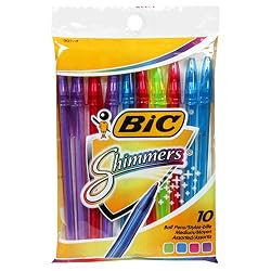 BIC Shimmers Ball Pen, Medium Point (1.0 mm), Assorted, 120 Pens