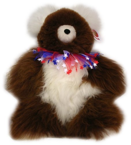 51C4AHikwBL Alpaca Bear. Genuine Multi Colored Alpaca Teddy Bear With Patriotic Collar. 18 Inches high.