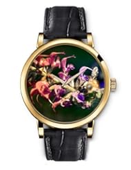 SPRAWL Aanalog Fashion Series Gold Ladies Watches of Genuine Black Leather Strap,Unique Wrist Watch for Women Girls Designed with Bees on lily