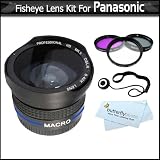 Fisheye Lens Kit For Panasonic HDC-TM700K HDC-SD600K HDC-HS700K HDC-SDT750K HDC-TM900K HDC-HS900K HDC-SD800K Camcorder Includes Wide Angle Fisheye 0.40x Conversion Lens (Includes Pouch For Lens) + 3pc Filter Kit (UV-CPL-FLD) + Lens Cap Keeper + More On Sale