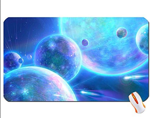 Antifan-real art space planets satellites meteors circles wallpaper mouse pad super big mousepad Dimensions: 23.6 x 13.8 x 0.2inches(60x35x0.2cm)