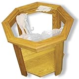 Glass Top Octagon End Table - Solid Oak, Fully Assembled - Wildlife Cougar Art Etching by MasterVisions Etched Glass Home Decor