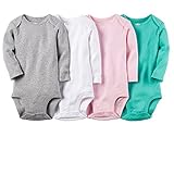 カーターズ Carter's ロンパース ボディスーツ 長袖 4枚組 女の子 綿100% コットンリブ 秋冬 4-Pack Long-Sleeve Bodysuits 12M (72-78cm) [並