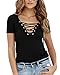 Women Sexy V Neck Cross Front Shirt Bandage Shirt