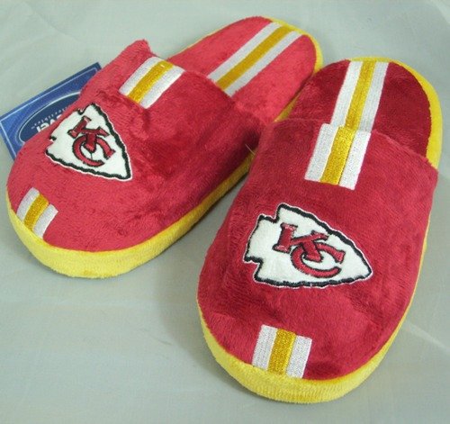 Kansas City Chiefs Youth Team Stripe Plush Slippers