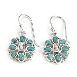 Barse Sterling Silver Turquoise & Crystal Frenchwire Earrings