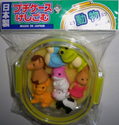 Japanese Erasers 7 Piece Animals and Sea Life Box Set