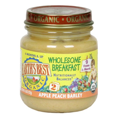 Earth's Best Wholesome Breakfast, Apple Peach Barley, 4.5-Ounce Units (Pack of 24)