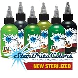StarBrite GREEN 6 COLOR SET Sterile Tattoo Ink 1 OZ