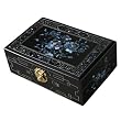 Handmade Blue Mother Of Pearl & Black Lacquer Jewelry Box With Mirror - Bird & Peony Flower Design