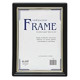 EZ Mount Document Frame, Plastic, 8-1/2 x 11, Black/Gold