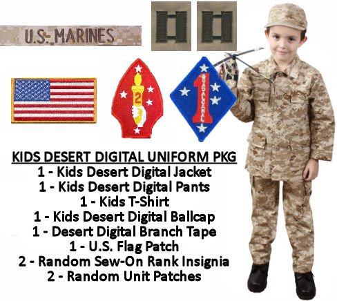 Kids U.S. Marine Military Costume - DESERT DIGITAL (Medium (12))